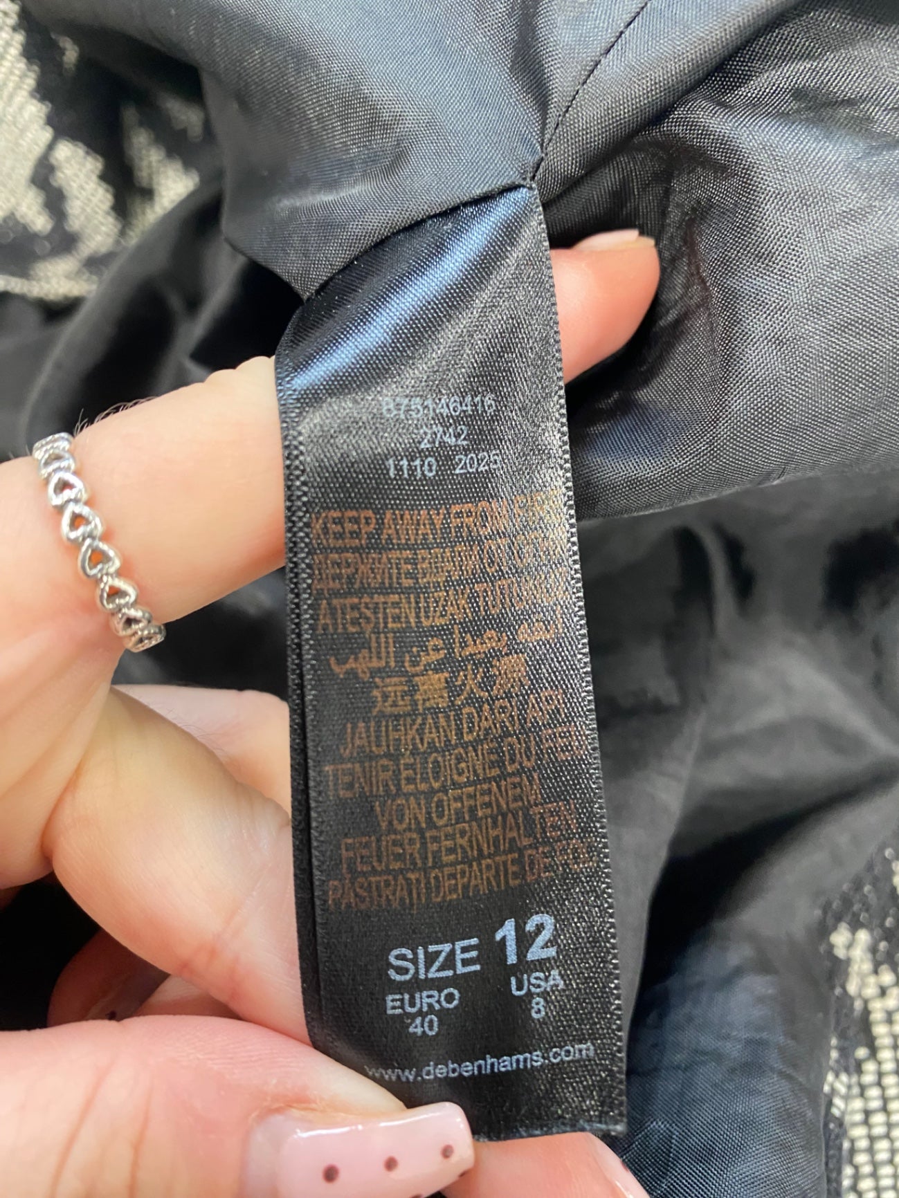 Fabulous Betty Jackson Black Peacoat houndstooth UK 12 Grey black VG491