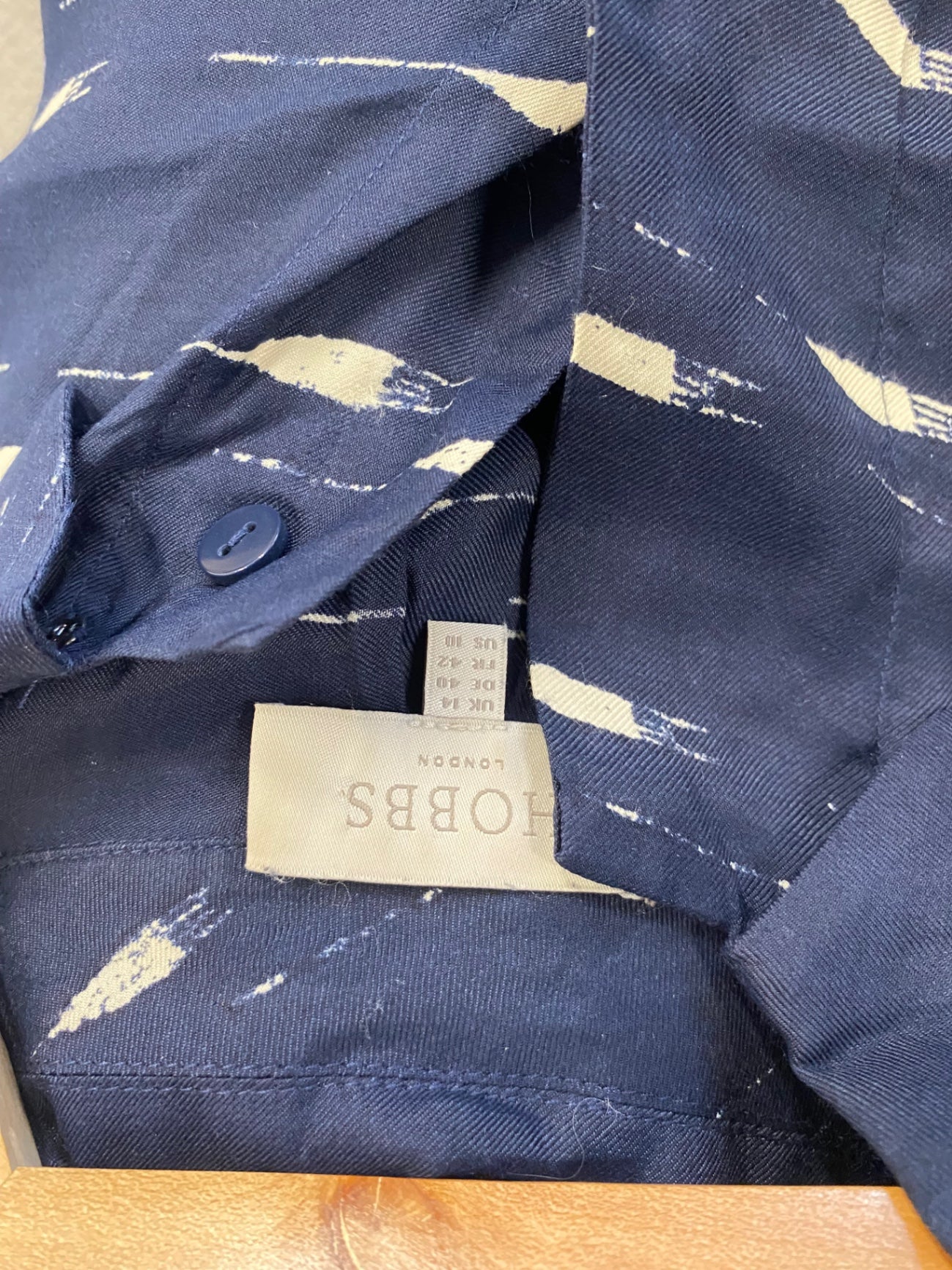 Fabulous Hobbs silk blend tunic Shirt Dress Uk14 Navy VG491