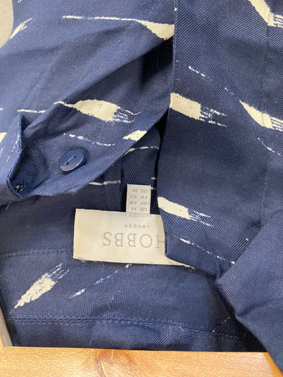 Fabulous Hobbs silk blend tunic Shirt Dress Uk14 Navy VG491