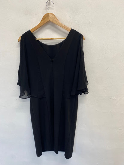 Fabulous Wallis Evening Dress cape UK 14 Black sequin VG491