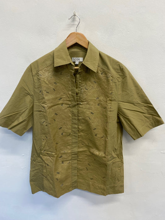 Fabulous COS Shirt UK 10 Olive green lace VG491