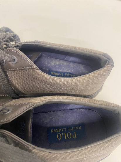 Fabulous Ralph Lauren Churston leather Canvas Sneakers Uk10 Brown VG491