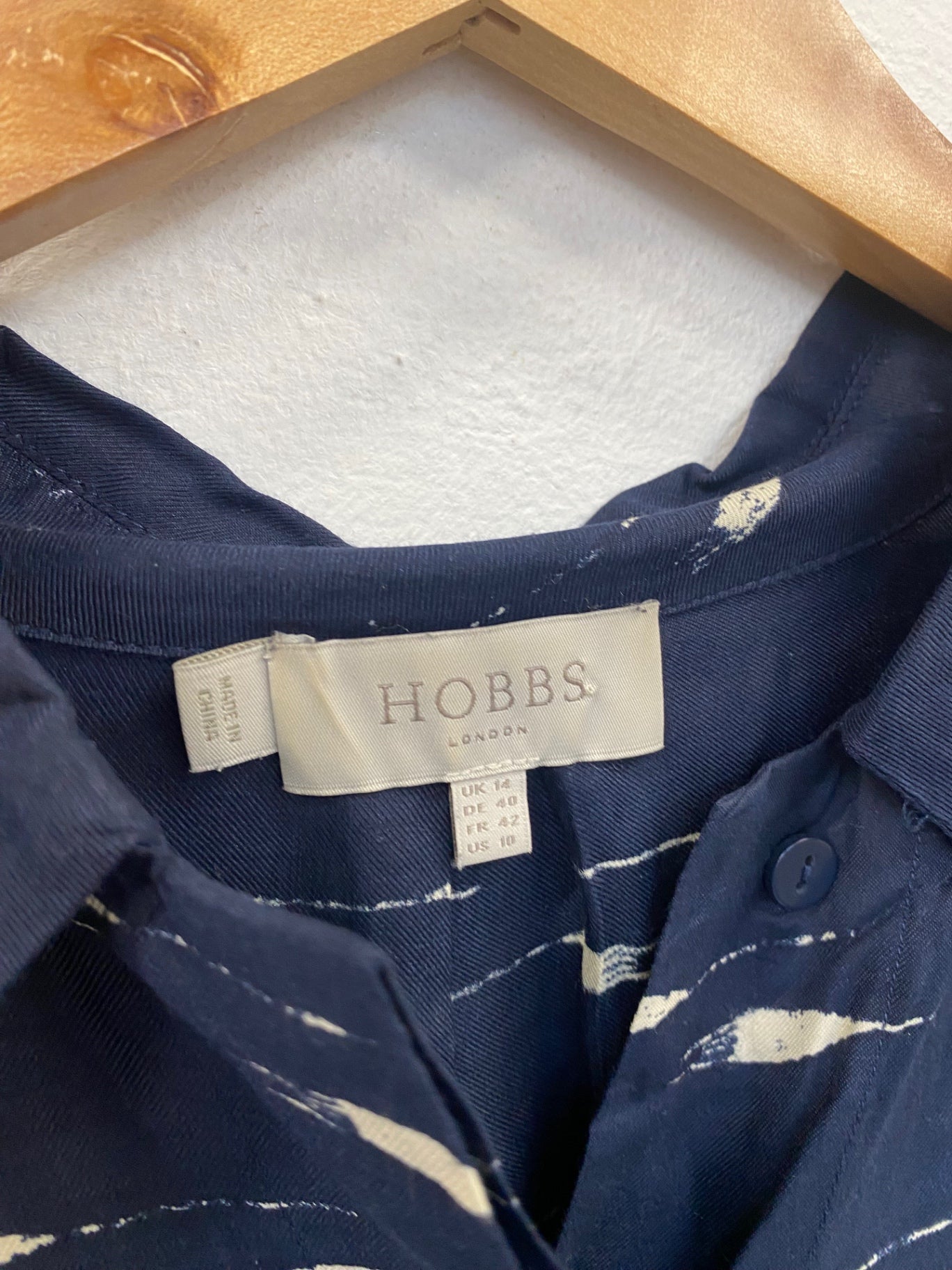 Fabulous Hobbs silk blend tunic Shirt Dress Uk14 Navy VG491