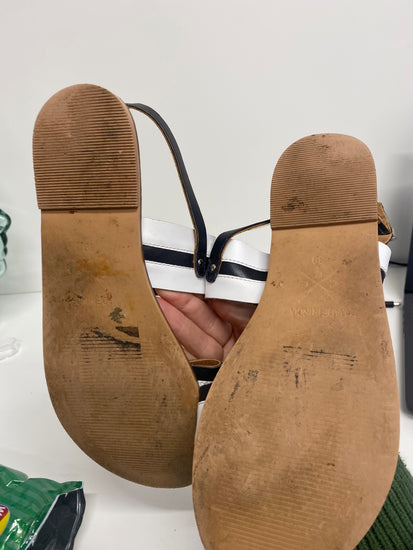 Fabulous Crew clothing company leather traditional Sandals UK6 Black & white VG491