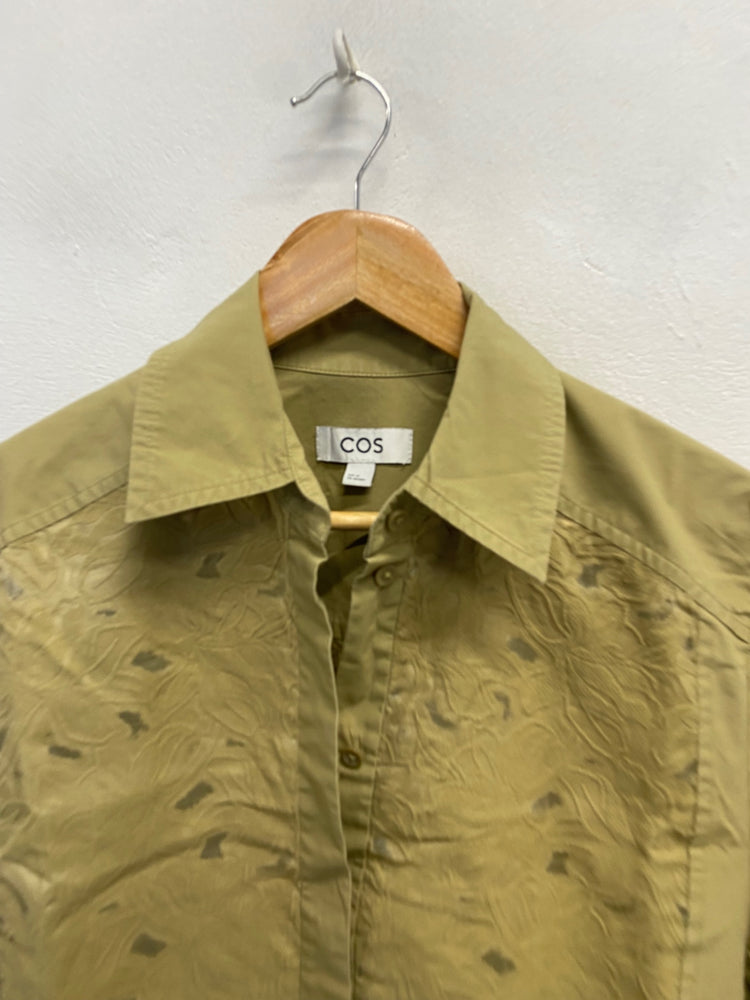 Fabulous COS Shirt UK 10 Olive green lace VG491