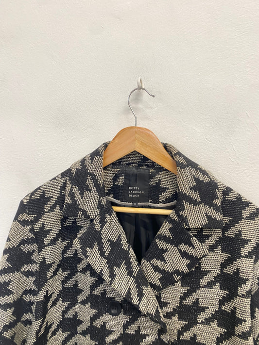 Fabulous Betty Jackson Black Peacoat houndstooth UK 12 Grey black VG491