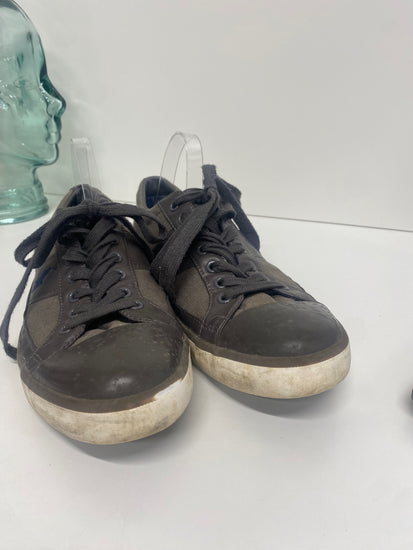 Fabulous Ralph Lauren Churston leather Canvas Sneakers Uk10 Brown VG491