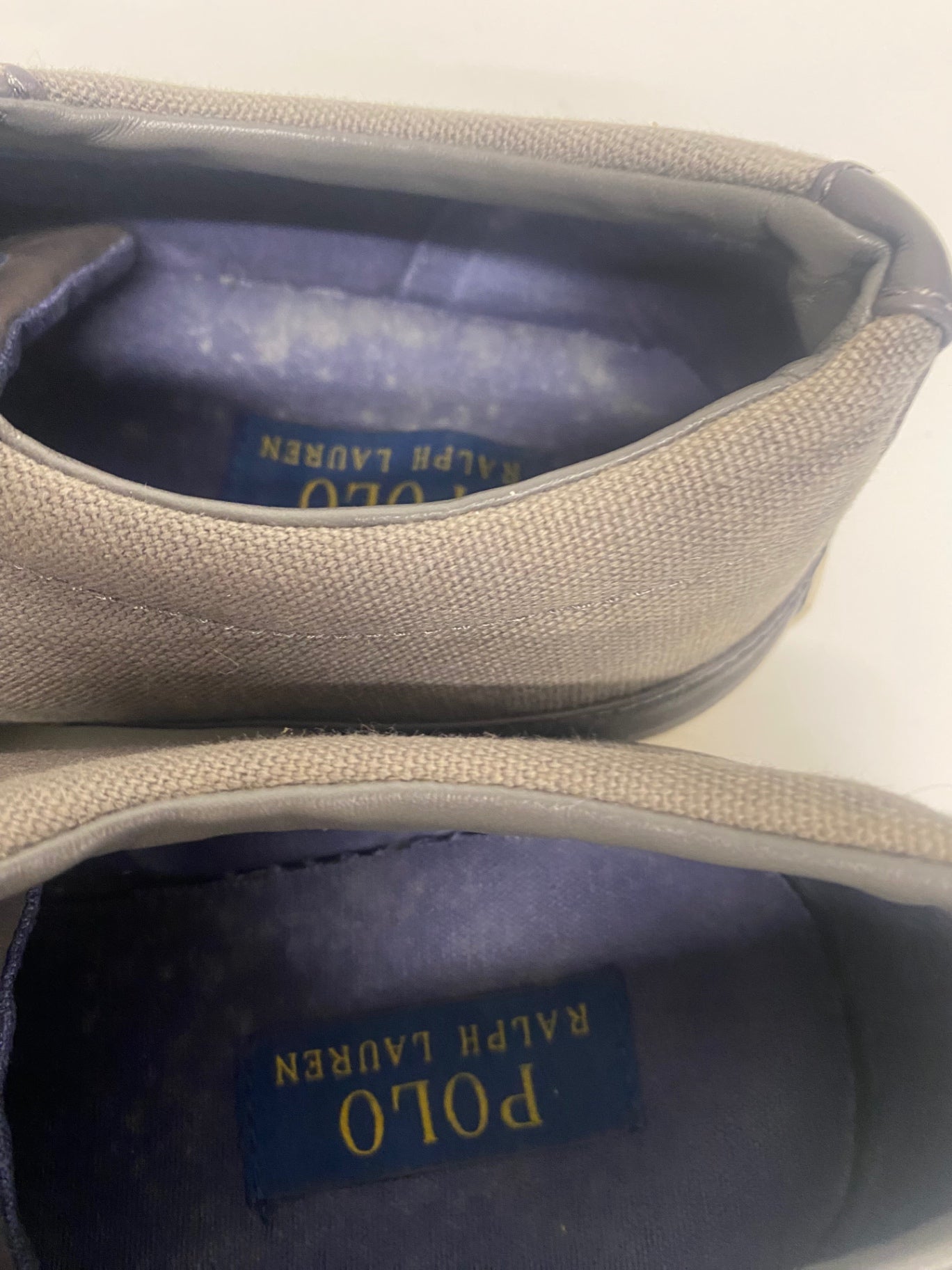 Fabulous Ralph Lauren Churston leather Canvas Sneakers Uk10 Brown VG491