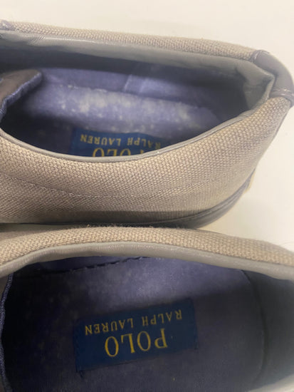 Fabulous Ralph Lauren Churston leather Canvas Sneakers Uk10 Brown VG491