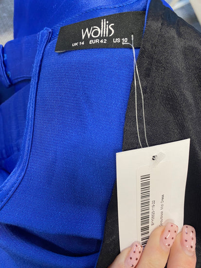 Fabulous Wallis Maxi Dress colour block UK 14 Black blue VG491