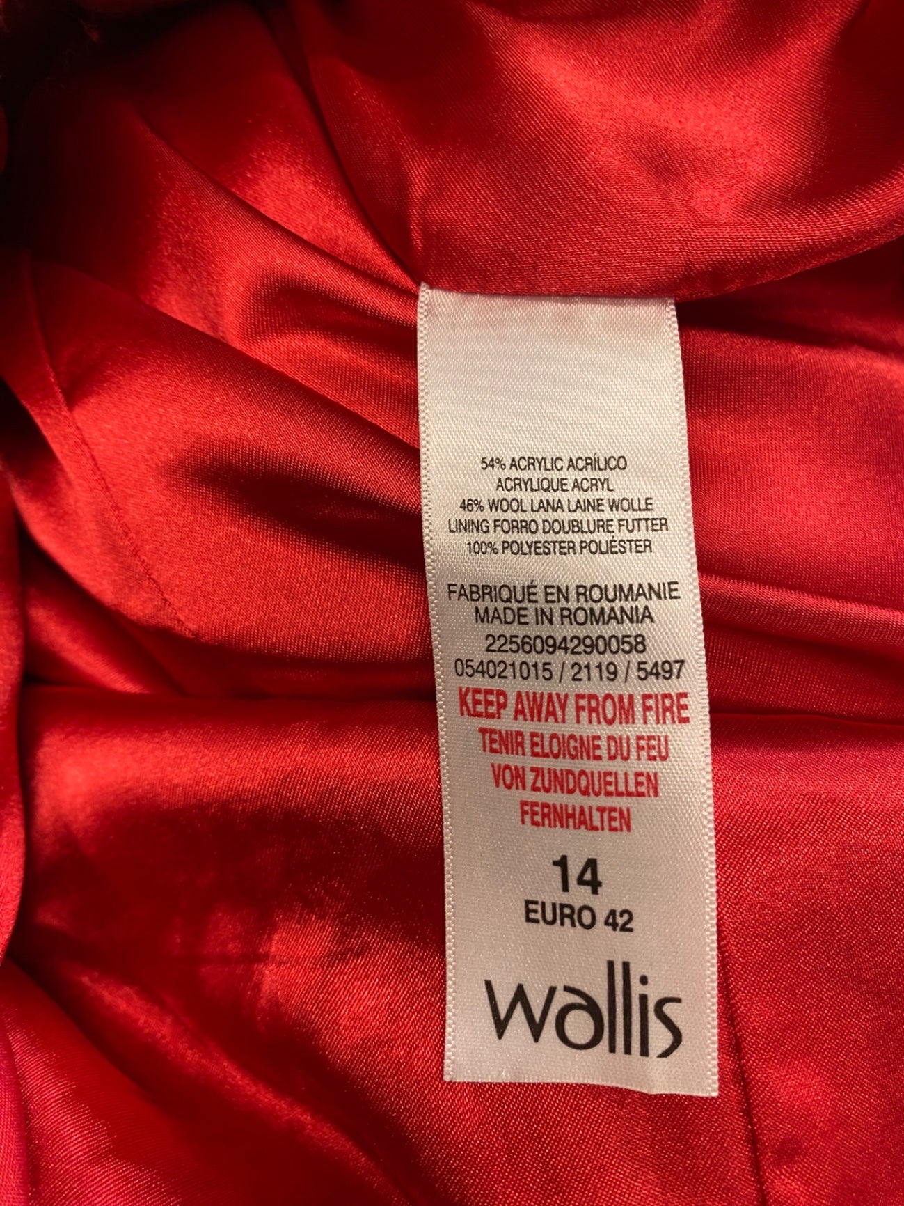 Fabulous Wallis Peacoat UK 14 Red wool blend VG491