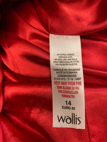 Fabulous Wallis Peacoat UK 14 Red wool blend VG491