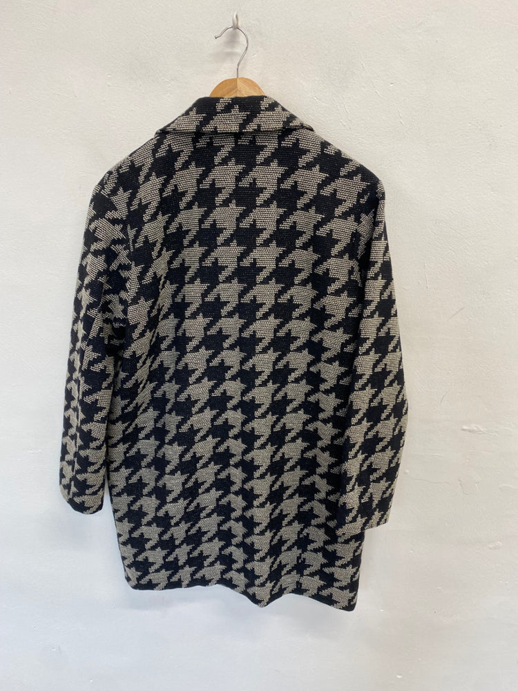 Fabulous Betty Jackson Black Peacoat houndstooth UK 12 Grey black VG491