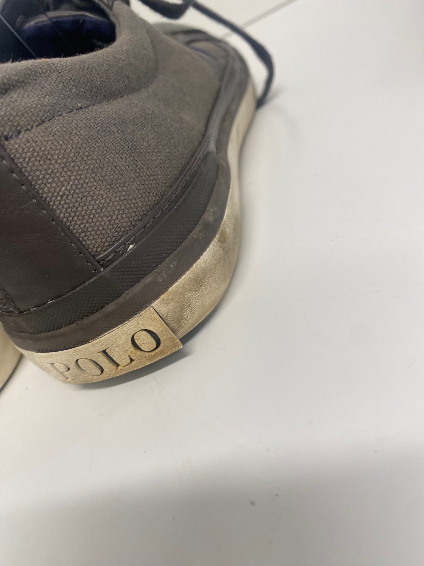 Fabulous Ralph Lauren Churston leather Canvas Sneakers Uk10 Brown VG491