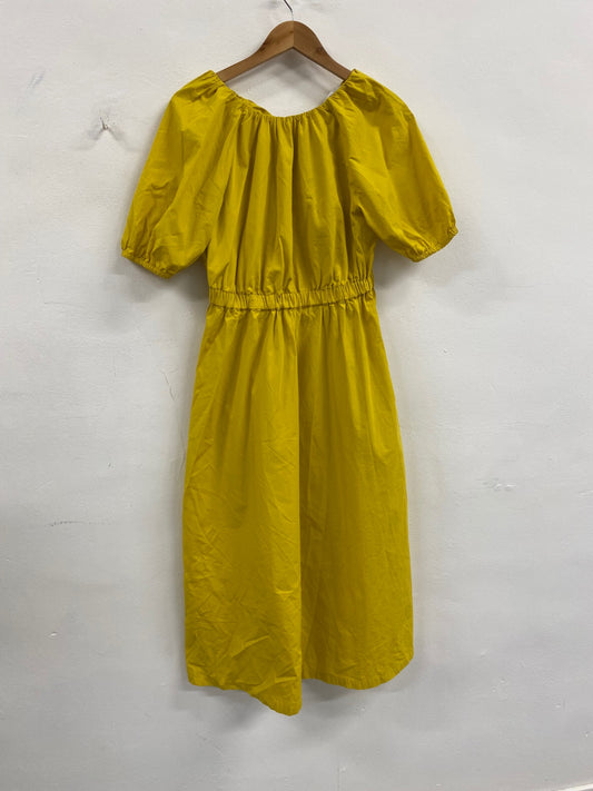 Fabulous Marks & Spencer puff sleeve Dress UK10 Yellow MW492