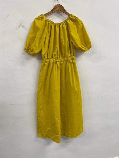 Fabulous Marks & Spencer puff sleeve Dress UK10 Yellow MW492
