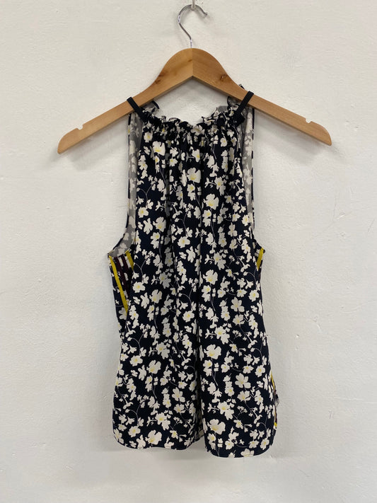 Fabulous ME+EM racer back floral Top Uk10 Black Yellow MW492
