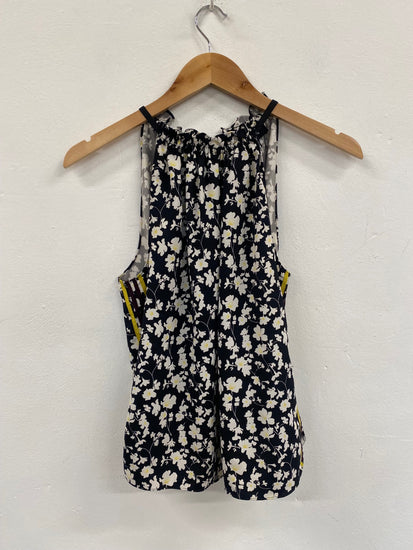 Fabulous ME+EM racer back floral Top Uk10 Black Yellow MW492