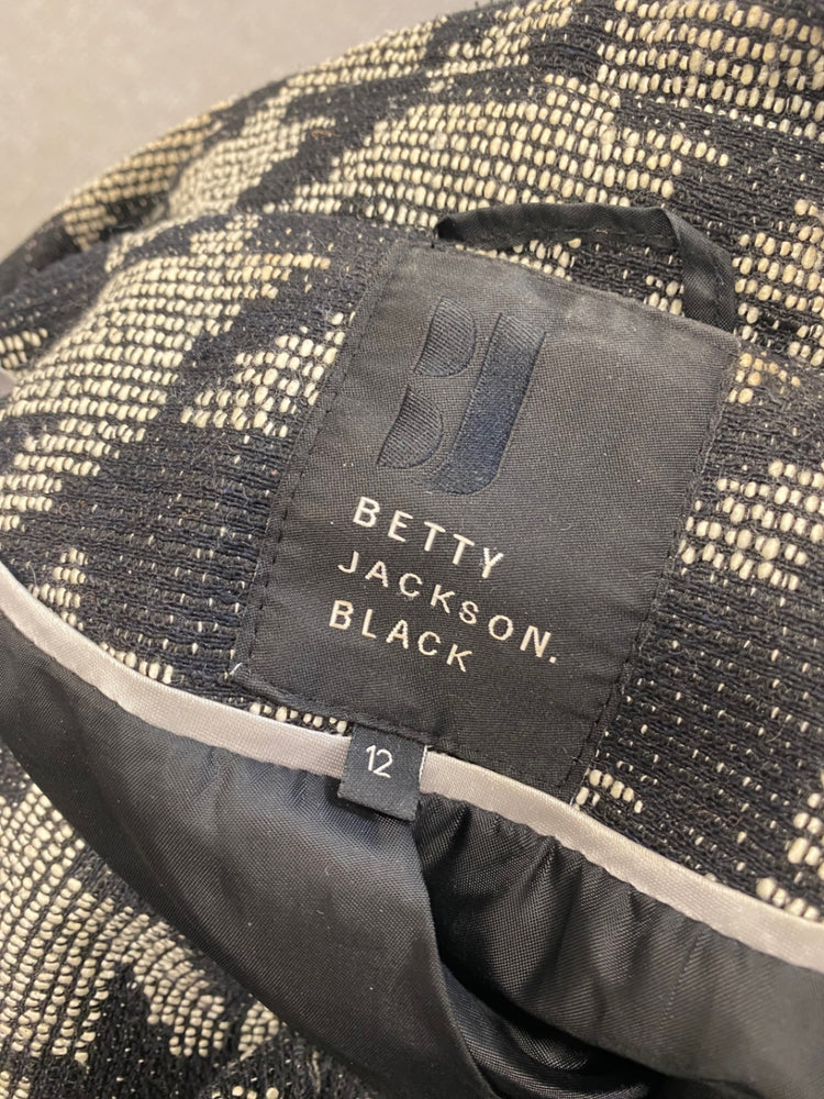 Fabulous Betty Jackson Black Peacoat houndstooth UK 12 Grey black VG491
