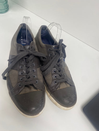 Fabulous Ralph Lauren Churston leather Canvas Sneakers Uk10 Brown VG491