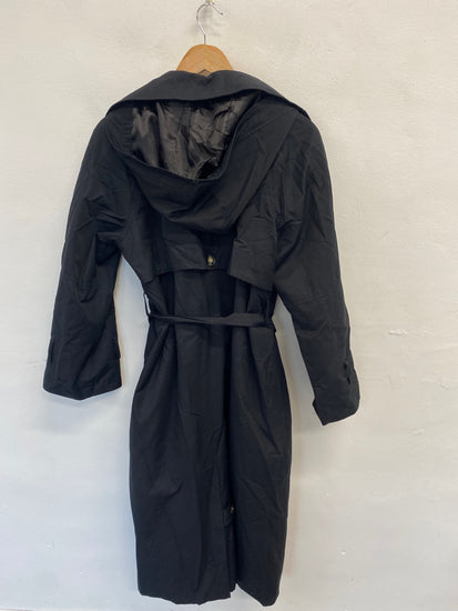 Fabulous Next Trench Coat UK 10 Black Mac rainproof SH493