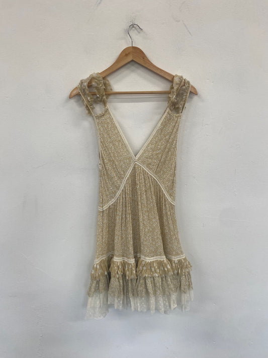 Fabulous Sunday Saint Tropez boho floaty mini Dress One size Beige SH493