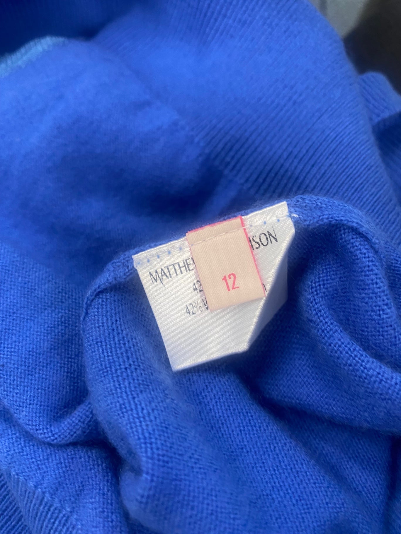 Fabulous Matthew Williamson cashmere blend Sweater UK12 Blue Stunning SH493