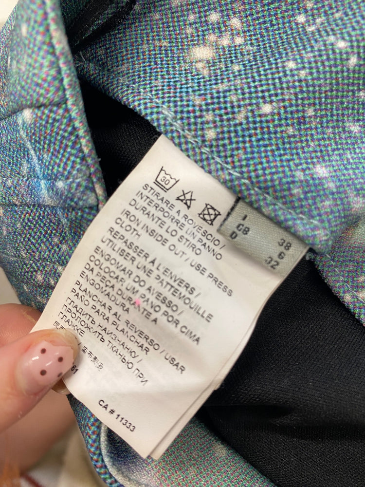 Fabulous PINKO rare space Mini Skirt Uk 6 Blue sparkle galactic BS001