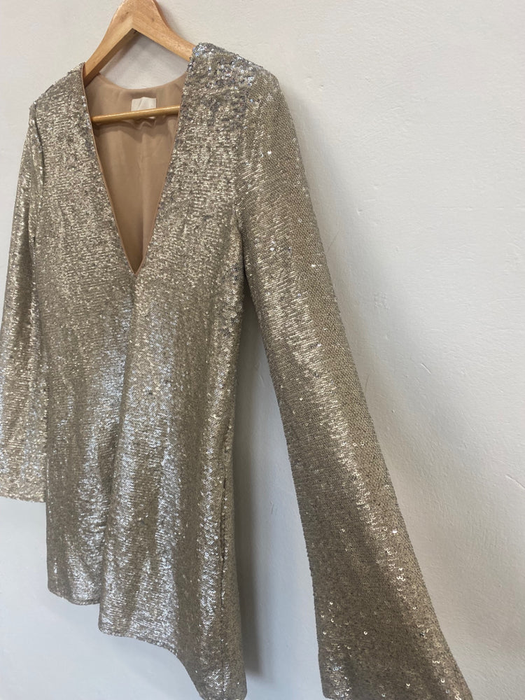 Fabulous TJD The Jetset Diaries shimmer party sequin Dress UKS Gold Sh493