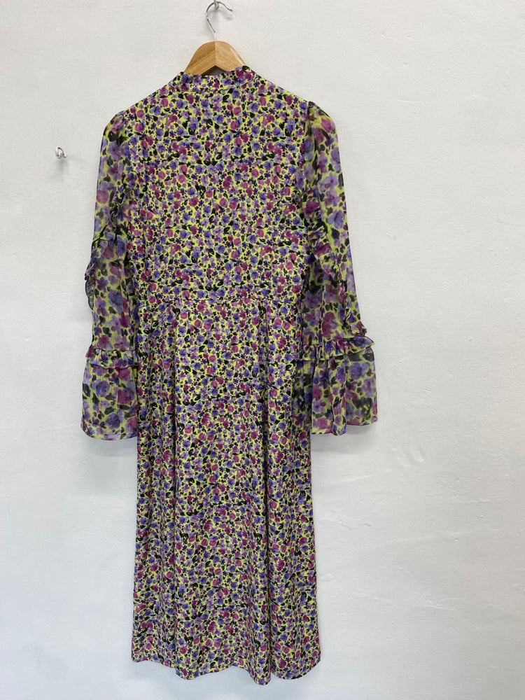Fabulous French Connection Midi Dress Uk 8 Floral purple green new SH493
