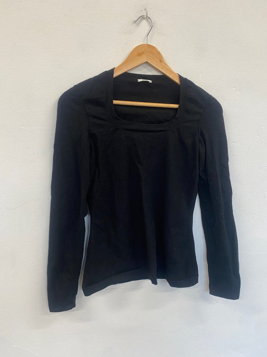 Fabulous Wolford Thelma square neck wool blend Sweater UKS Black SH493