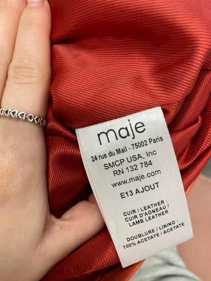 Fabulous Maje leather Top UK 8 colour block Orange peach SH493