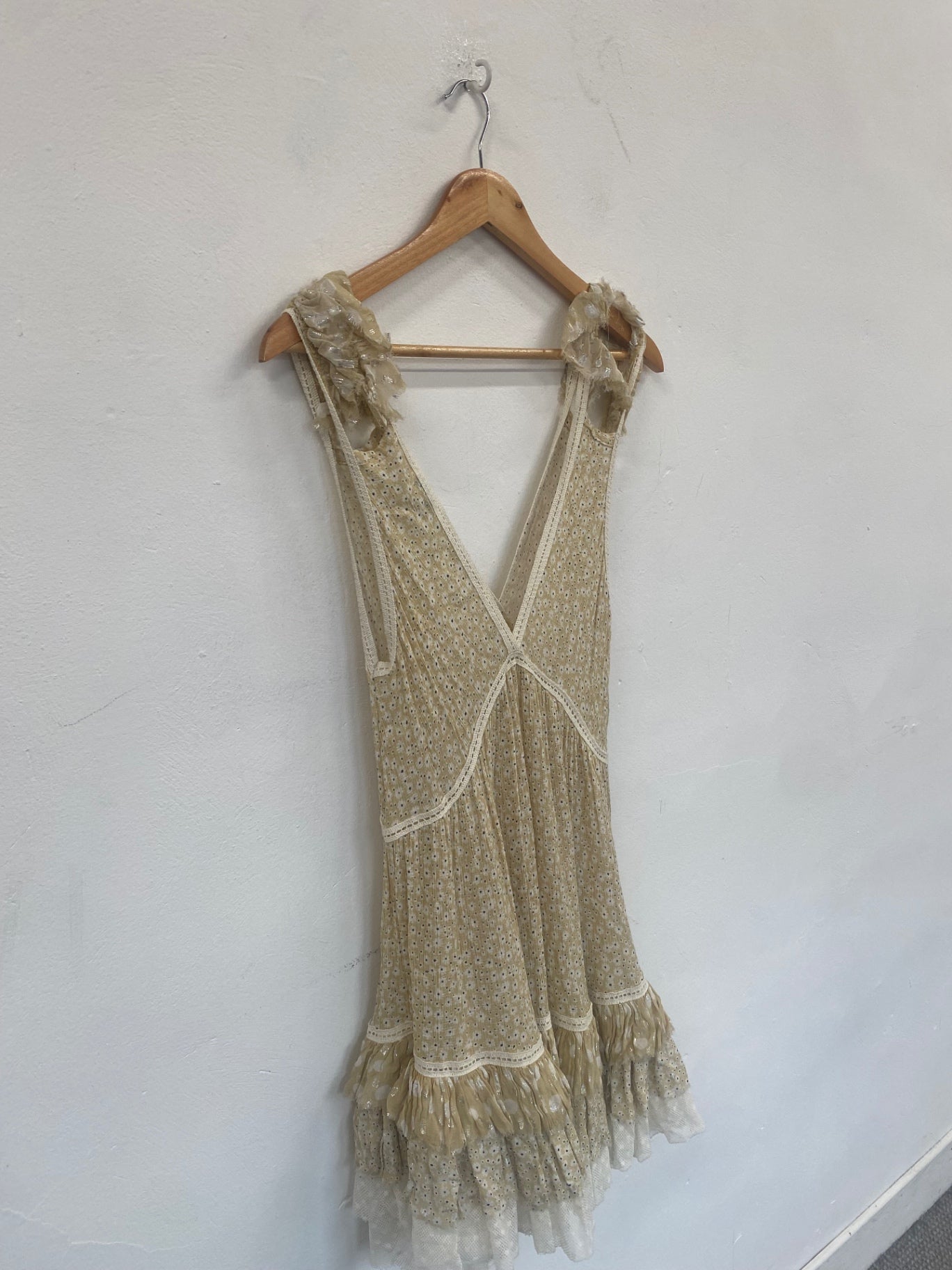 Fabulous Sunday Saint Tropez boho floaty mini Dress One size Beige SH493
