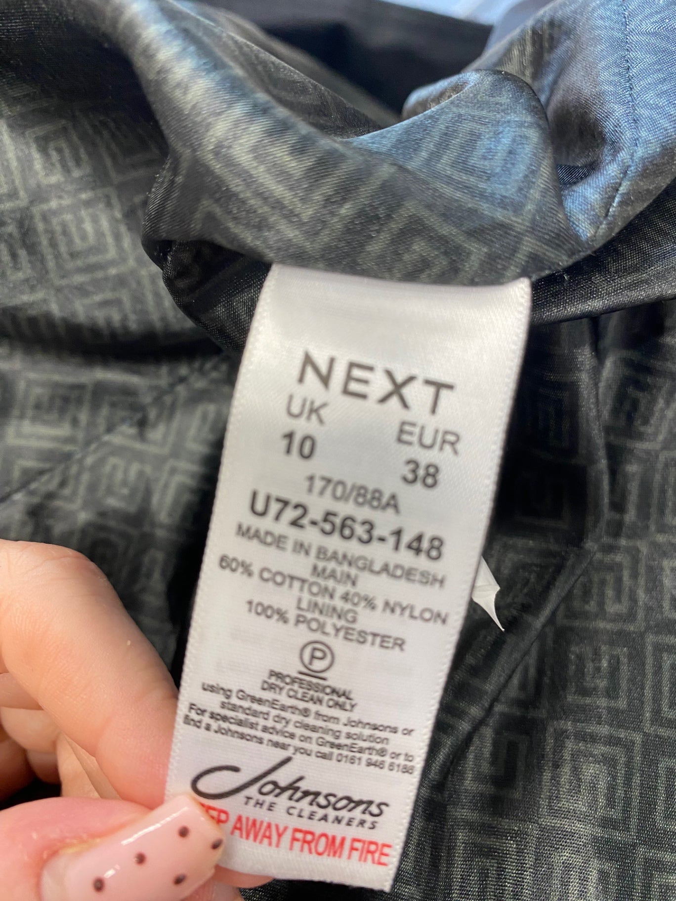 Fabulous Next Trench Coat UK 10 Black Mac rainproof SH493