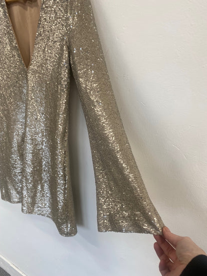 Fabulous TJD The Jetset Diaries shimmer party sequin Dress UKS Gold Sh493