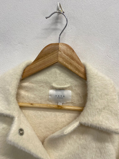 Fabulous Yaya Faux fur jacket UK M Cream fluffy SH493