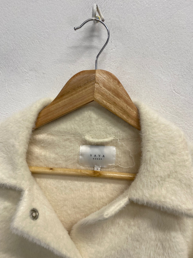 Fabulous Yaya Faux fur jacket UK M Cream fluffy SH493