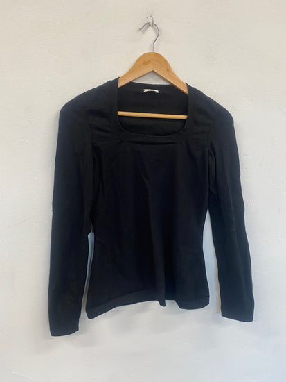 Fabulous Wolford Thelma square neck wool blend Sweater UKS Black SH493