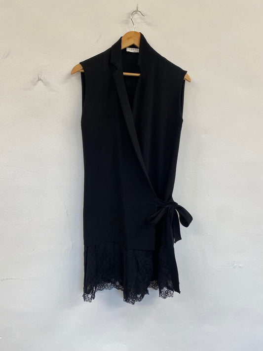 Fabulous Sandro Paris sleeveless wrap Dress Uk8 Black Chic SH493