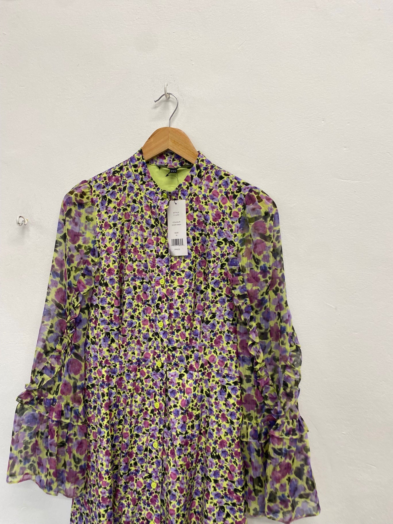 Fabulous French Connection Midi Dress Uk 8 Floral purple green new SH493