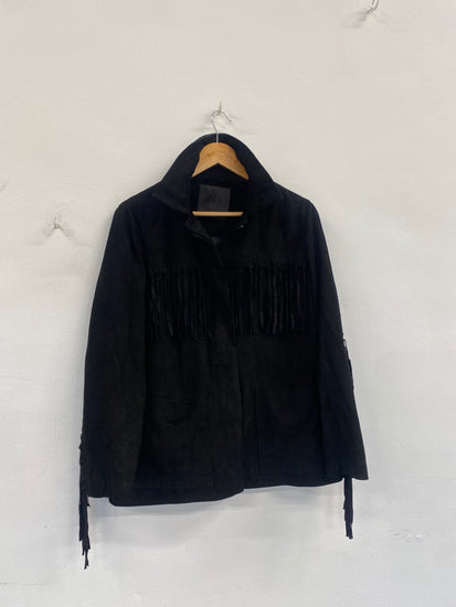 Fabulous Zara leather tassel western Jacket UkM Black SH493