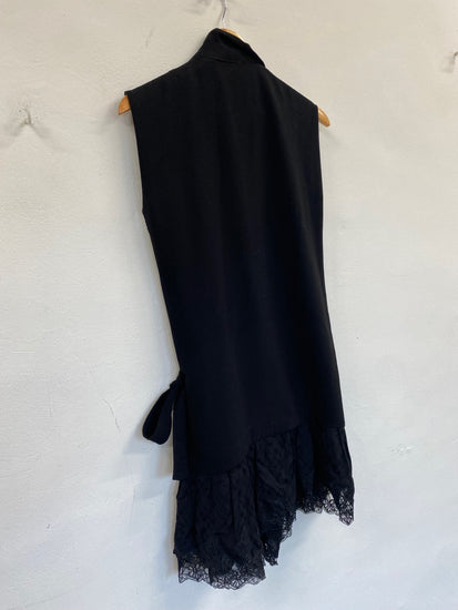 Fabulous Sandro Paris sleeveless wrap Dress Uk8 Black Chic SH493