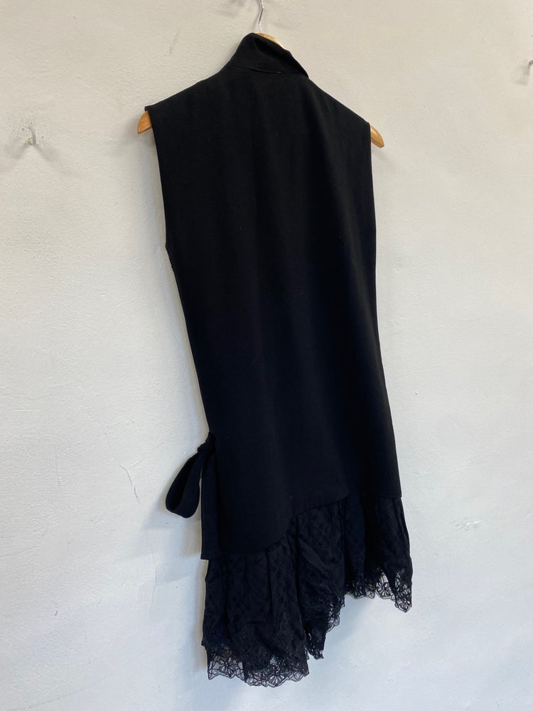 Fabulous Sandro Paris sleeveless wrap Dress Uk8 Black Chic SH493