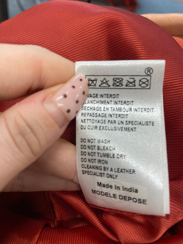 Fabulous Maje leather Top UK 8 colour block Orange peach SH493