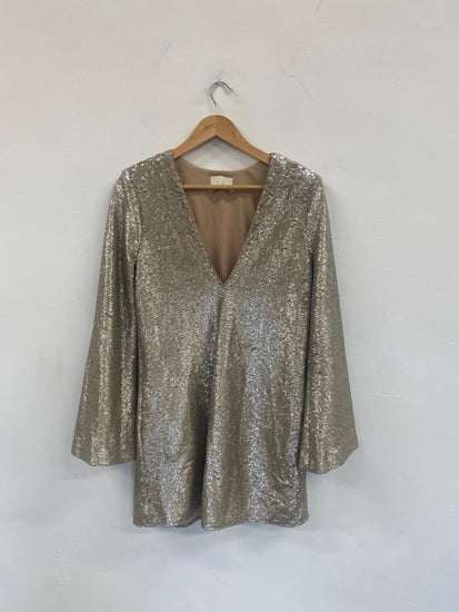 Fabulous TJD The Jetset Diaries shimmer party sequin Dress UKS Gold Sh493