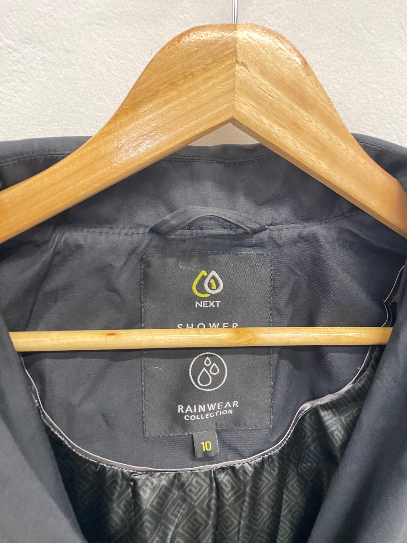 Fabulous Next Trench Coat UK 10 Black Mac rainproof SH493