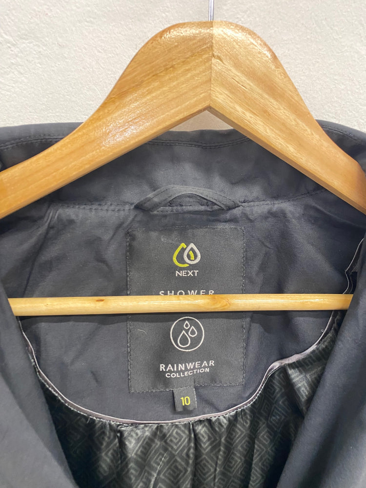 Fabulous Next Trench Coat UK 10 Black Mac rainproof SH493