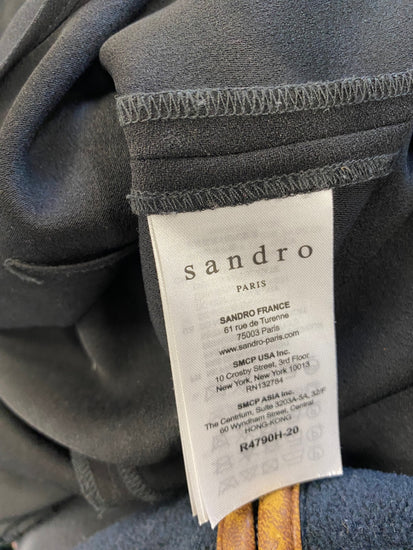 Fabulous Sandro Paris sleeveless wrap Dress Uk8 Black Chic SH493