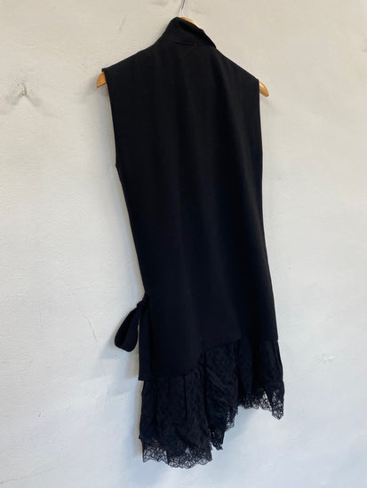 Fabulous Sandro Paris sleeveless wrap Dress Uk8 Black Chic SH493