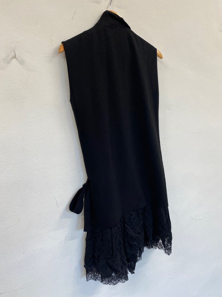 Fabulous Sandro Paris sleeveless wrap Dress Uk8 Black Chic SH493